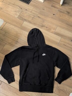 Nike Black Hoodie with White Swoosh - Women's Pullover Size Small